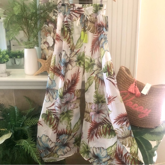 NWT! Tropical Summer Sheer Open Leg Palazzo Pants + Midriff Sz Medium - Picture 2 of 9